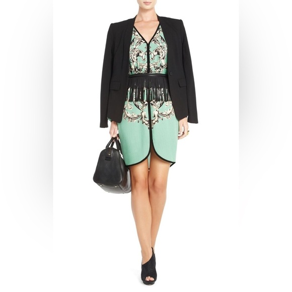 BCBGMAXAZRIA Mint Green Medallion Print Dress Women’s Size XXS 00 0 - Picture 2 of 7